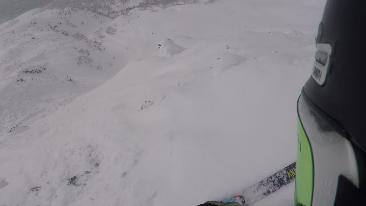 Skiing a line in Asahidake, Hokkaido